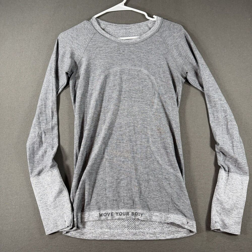 Lululemon Swiftly Tech Shirt Womens 4 Gray Long Sleeve Crew Neck Athletic Top